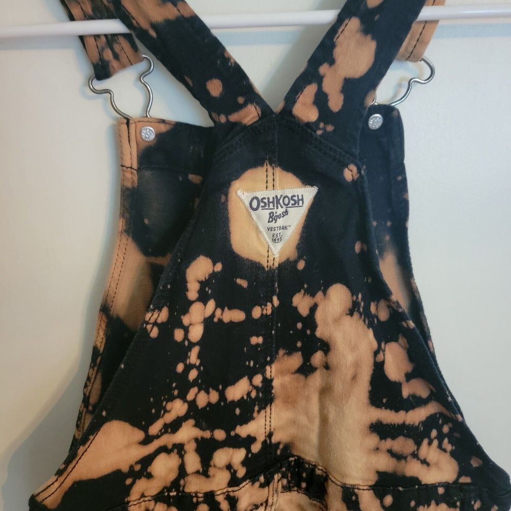 Oshkosh KIDS vintage overalls Bibs Size‎ 14 Bleached Black  Made In USA